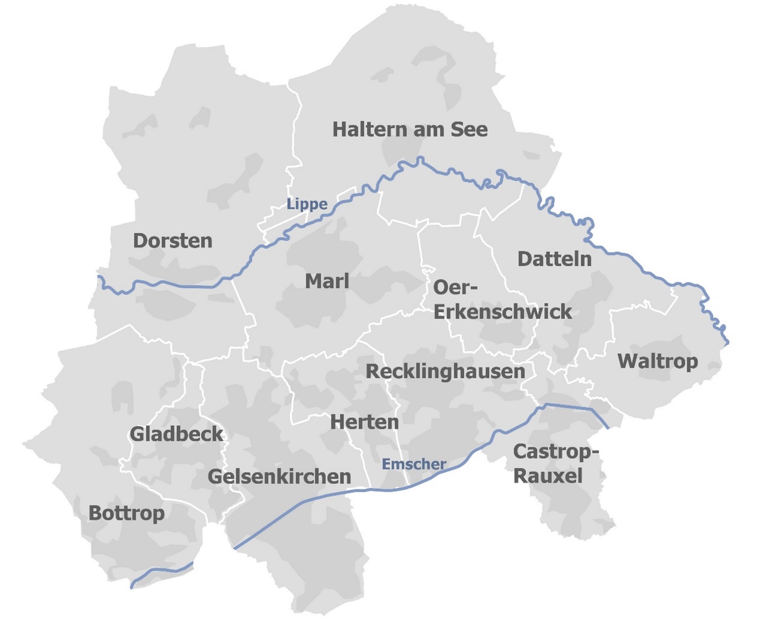 Karte der Region Emscher-Lippe